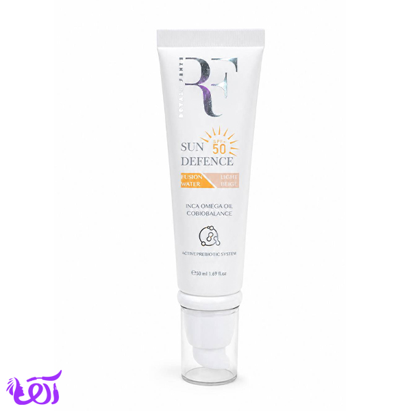 کرم ضد آفتاب آر اف RF رنگ بژ روشن مناسب پوست خشک و حساس حجم 50 ML