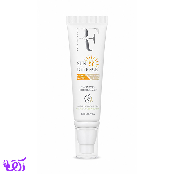 کرم ضد آفتاب آر اف RF رنگ بژ طبیعی مناسب پوست چرب و مختلط حجم 50 ML